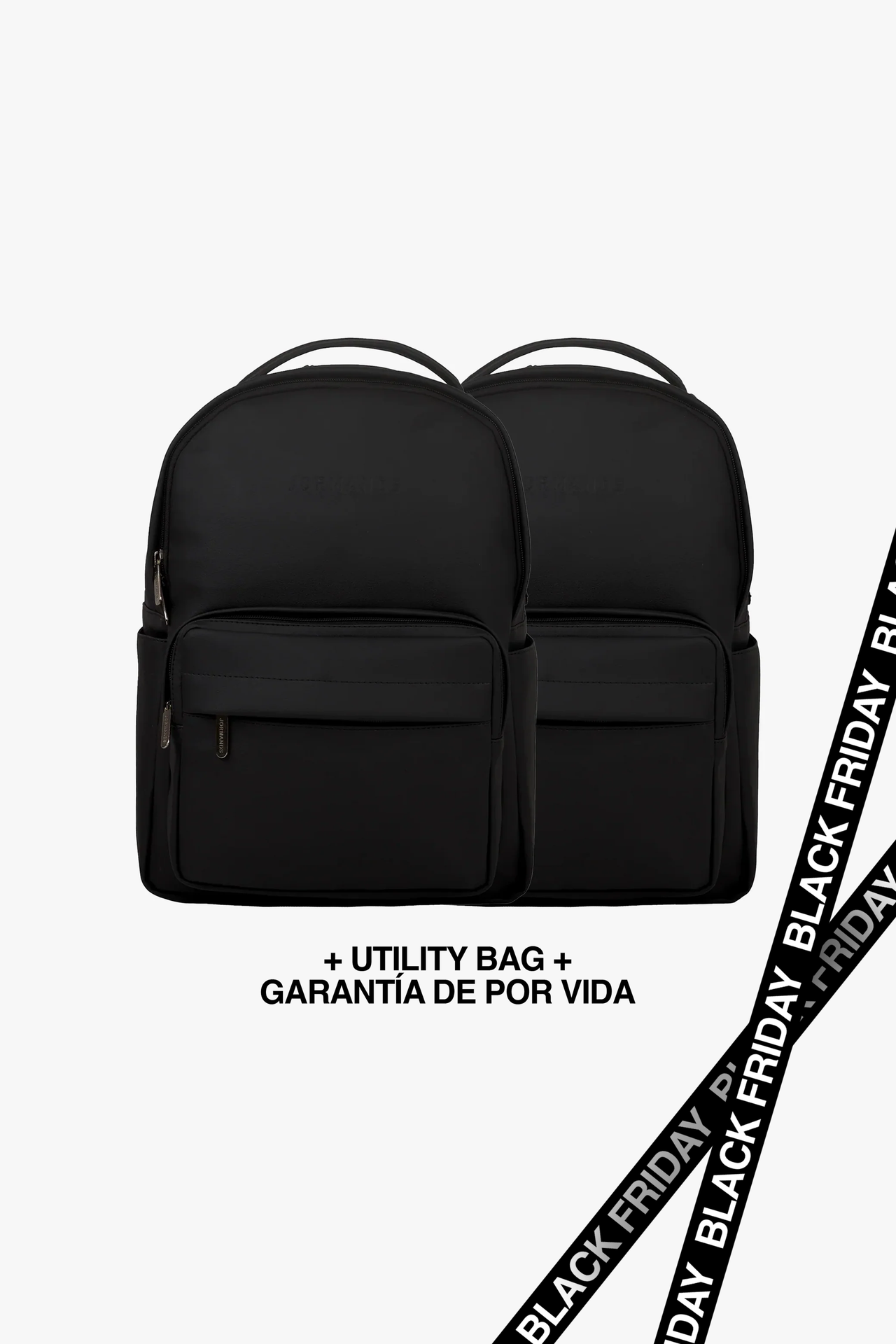 2X1 Backpack (Black & Black) + Utility Bag + Garantía de por vida