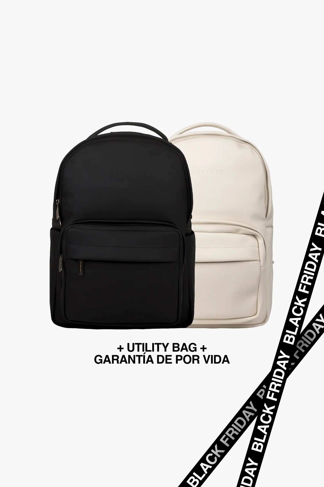 2X1 Backpack (Black & Bone) + Utility Bag + Garantía de por vida