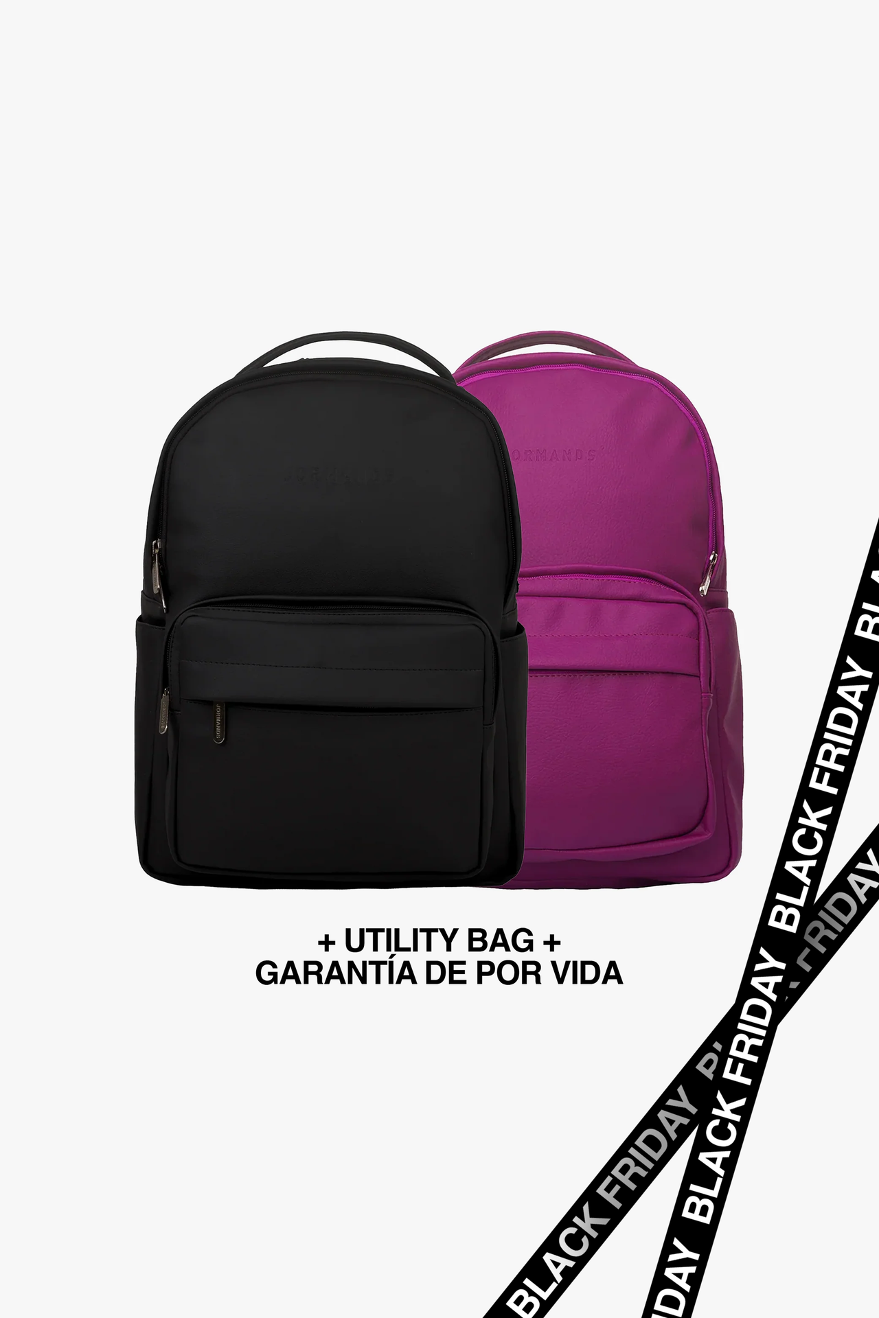 2X1 Backpack (Black & Purple) + Utility Bag + Garantía de por vida